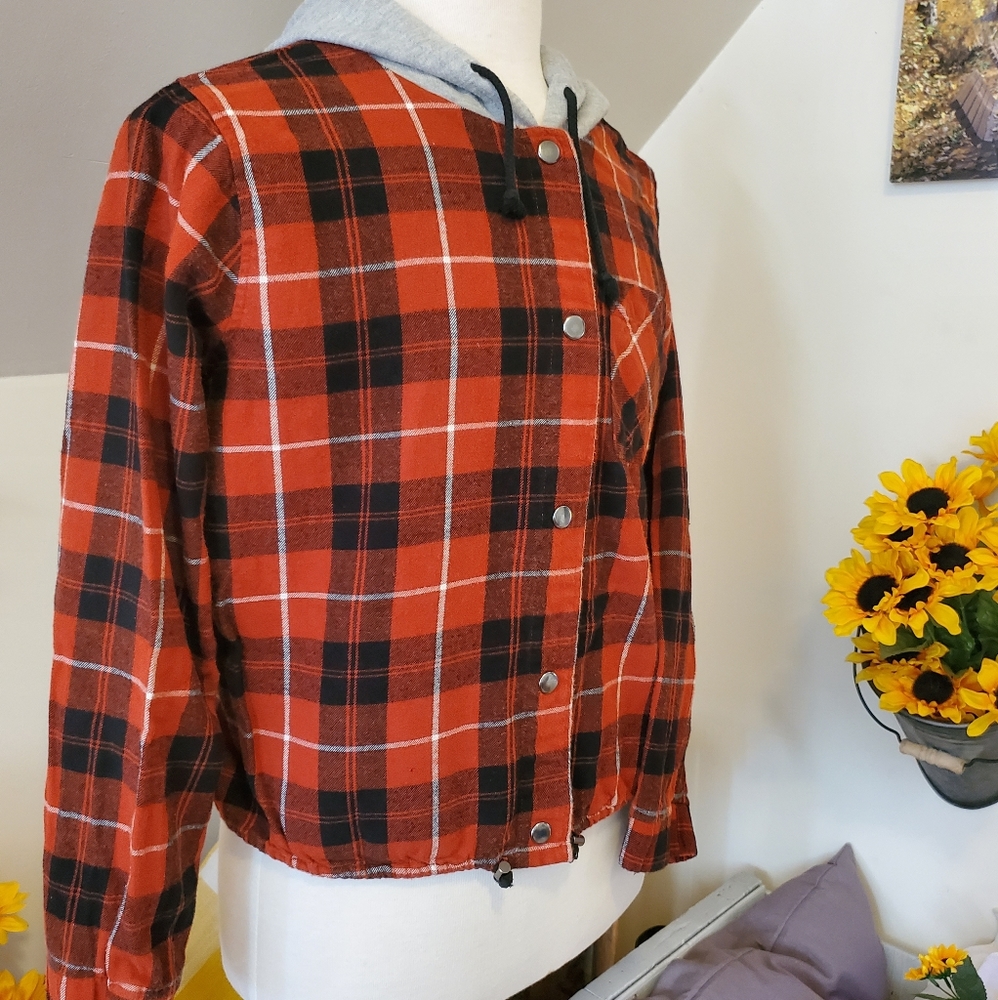 Flannel Button Up Sweatshirt